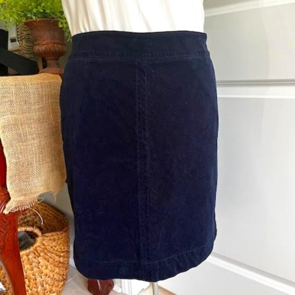Talbots A-line Corduroy Midi Skirt Women's Size 14 Blue Pockets Casual Cotton